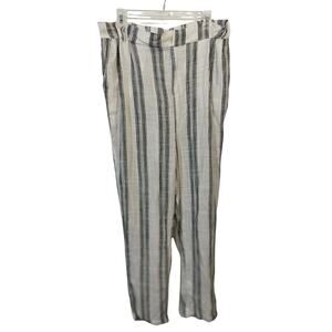 4130)New Look Rayon Linen Stripe Wide Leg Relaxed Pants XL